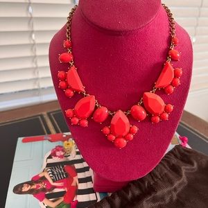 Kate spade never worn orange statement necklace with adjustable strap & duster